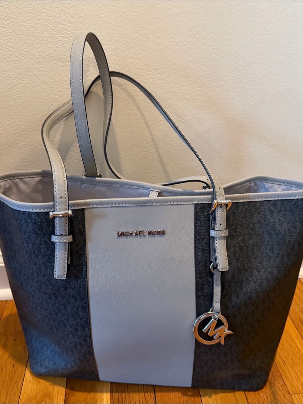 Michael Kors Gray and Charcoal MK Logo Tote